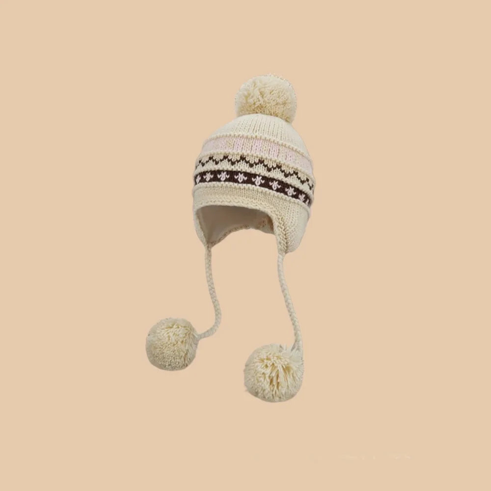 Fashion Warm Jacquard Knitted Hat Wool Printed Printing Knit Cap Cute Vintage Fair Isle Style Beanies Apparel Accessories