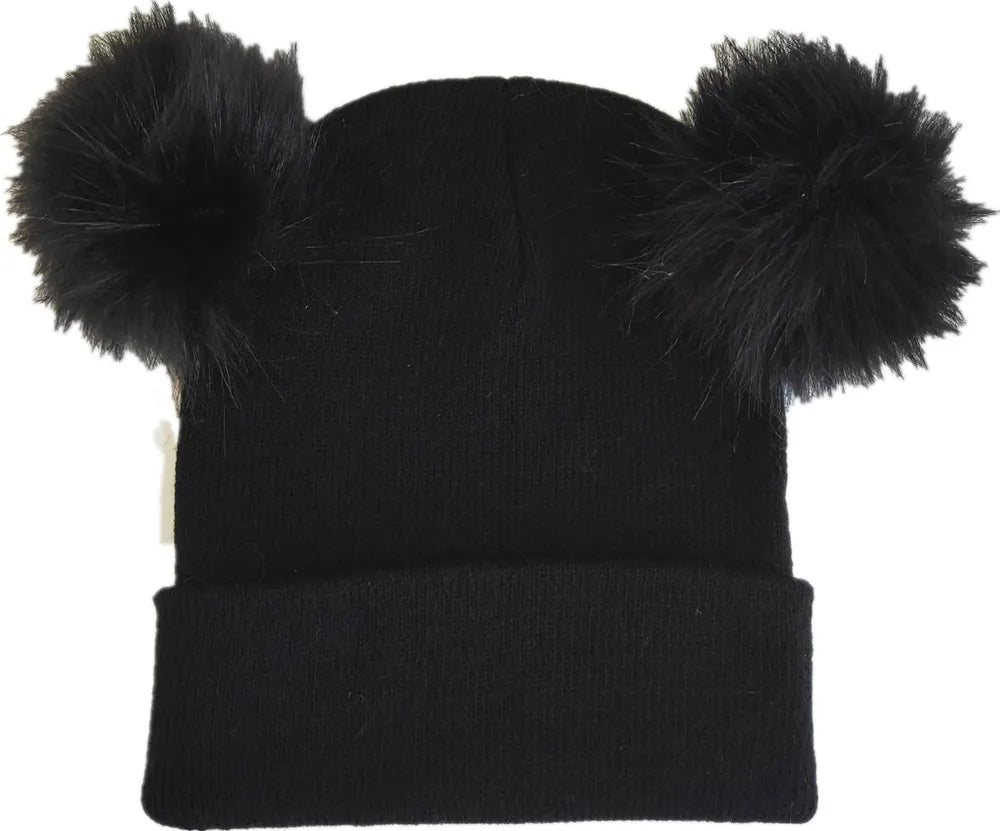 New Women Double Faux Fur Pom Pom Hat Pompom Hat Winter Hats for Women Knitted Beanie Women Girls Winter Caps Skullies Beanies