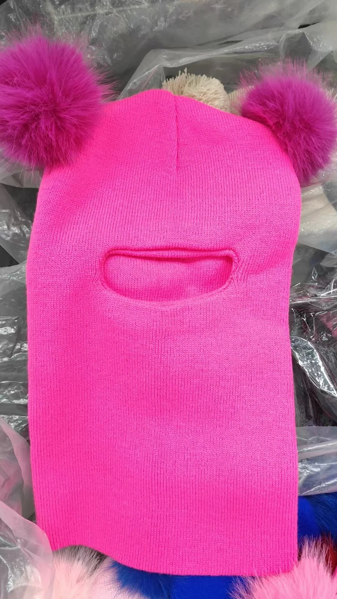 New Women Double Faux Fur Pom Pom Hat Pompom Hat Winter Hats for Women Knitted Beanie Women Girls Winter Caps Skullies Beanies