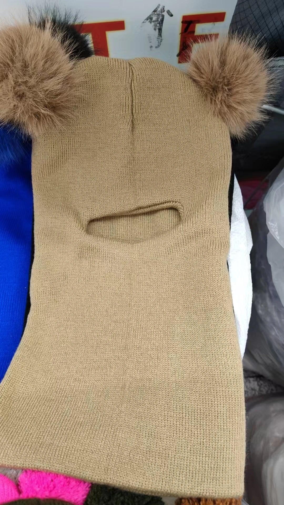 New Women Double Faux Fur Pom Pom Hat Pompom Hat Winter Hats for Women Knitted Beanie Women Girls Winter Caps Skullies Beanies