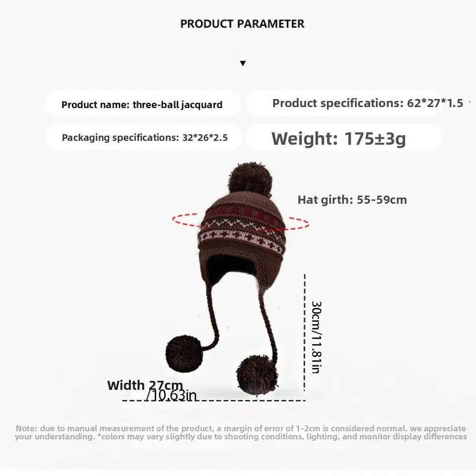 Fashion Warm Jacquard Knitted Hat Wool Printed Printing Knit Cap Cute Vintage Fair Isle Style Beanies Apparel Accessories