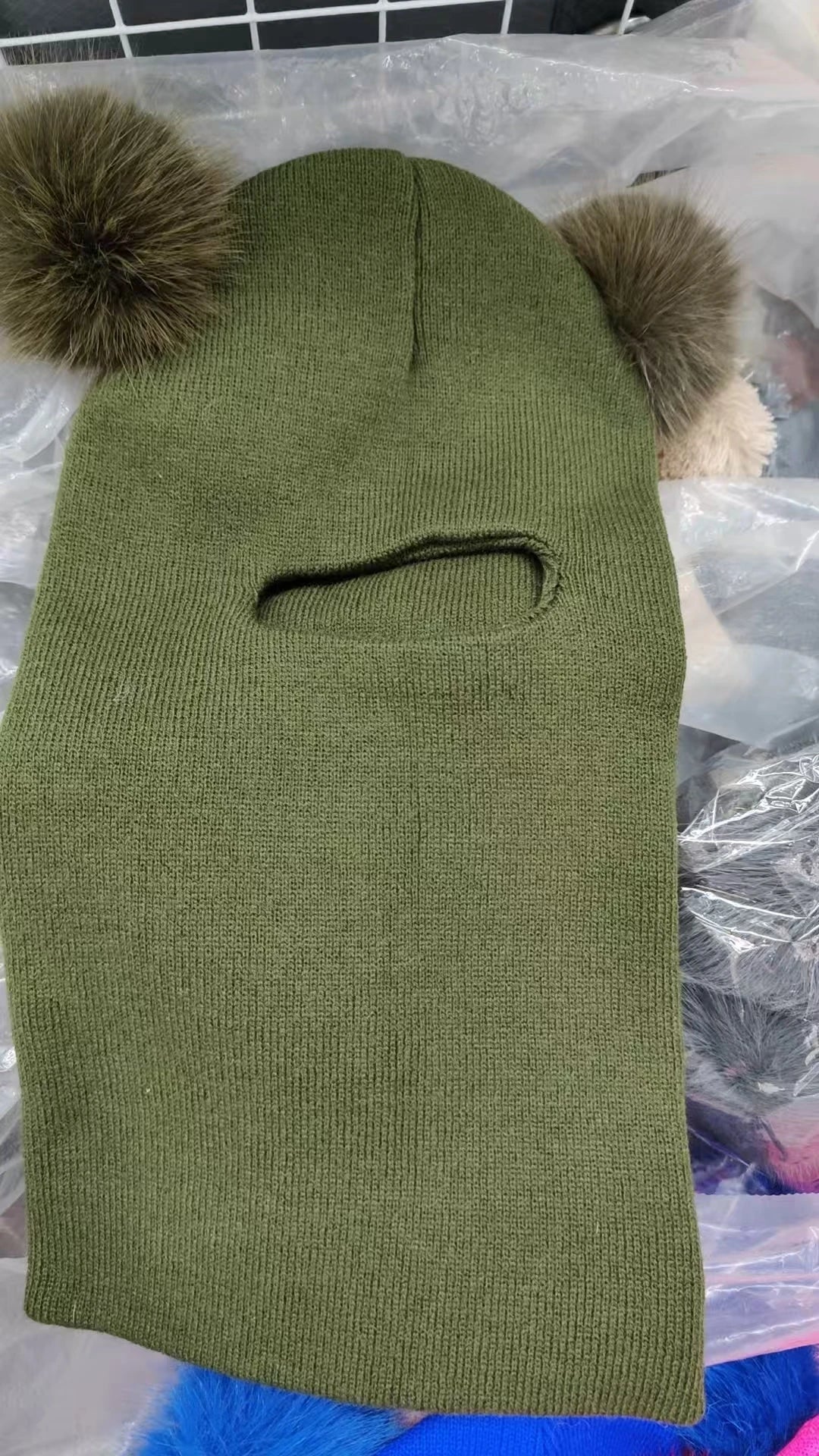 New Women Double Faux Fur Pom Pom Hat Pompom Hat Winter Hats for Women Knitted Beanie Women Girls Winter Caps Skullies Beanies