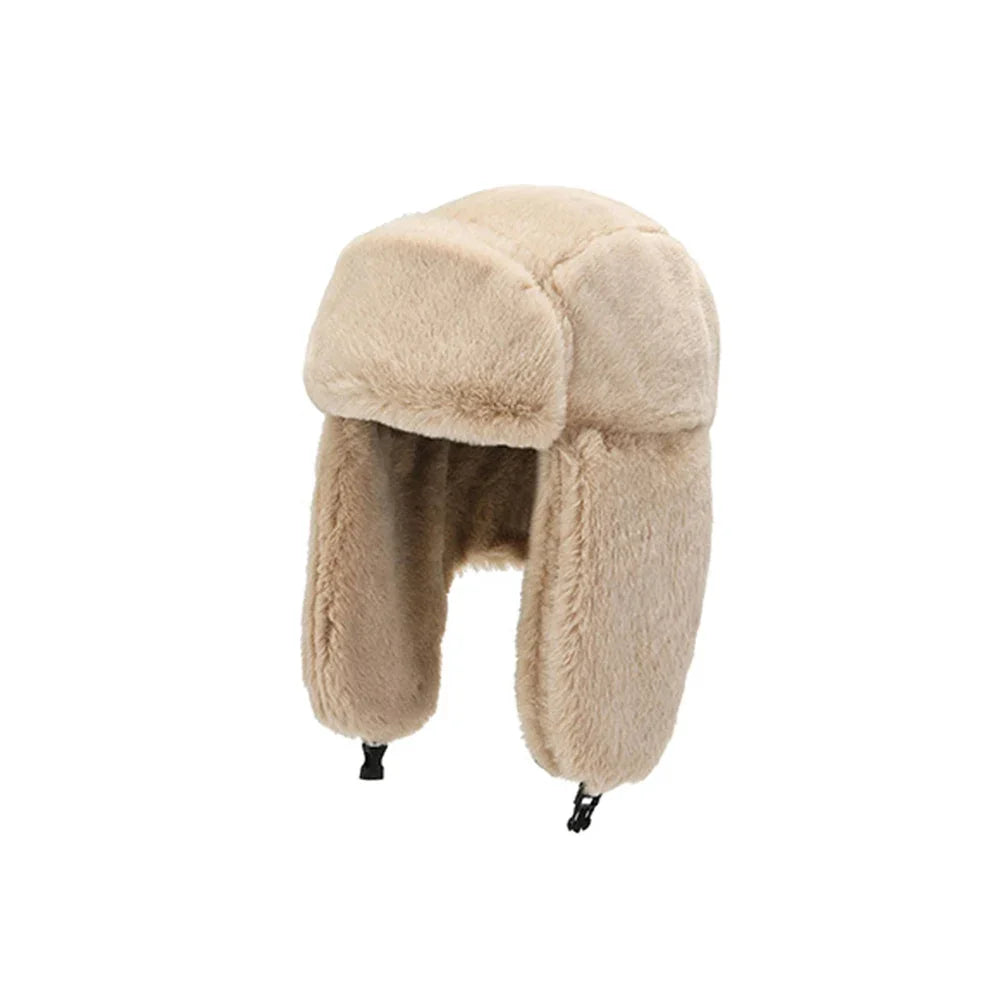 Men Women Thick Plush Bomber Hat Warm Winter Hat Trapper Hats Russian Ushanka Snow Caps Earflap Bonnet