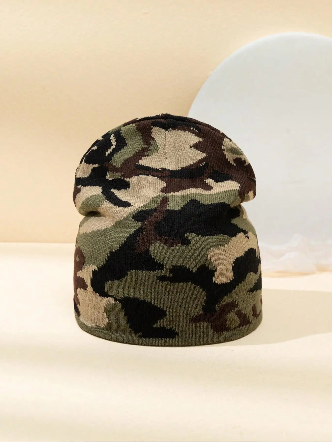Camouflage Knitted Hat Color blocked Autumn and Winter New Warm Hip Hop Multi functional Street Fashion Outdoor Retro Urine Hat
