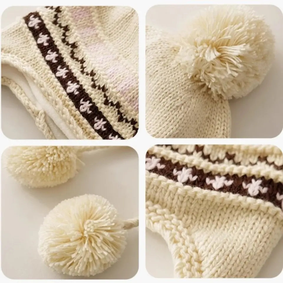 Fashion Warm Jacquard Knitted Hat Wool Printed Printing Knit Cap Cute Vintage Fair Isle Style Beanies Apparel Accessories