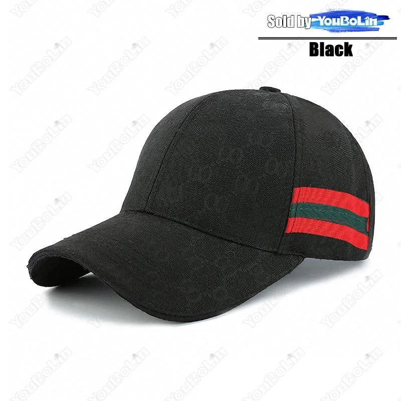 New Fashion Trend Red Green Stripe Black Baseball Cap Classic Men Women Outdoor Casual Sport Trucker Hat Dad Hats
