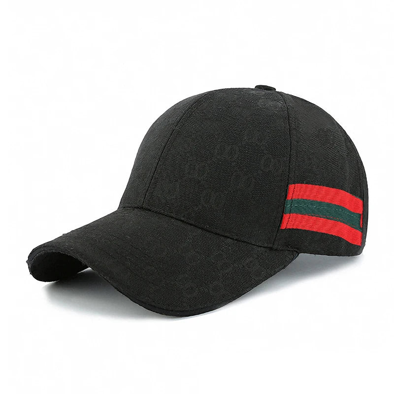 New Fashion Trend Red Green Stripe Black Baseball Cap Classic Men Women Outdoor Casual Sport Trucker Hat Dad Hats