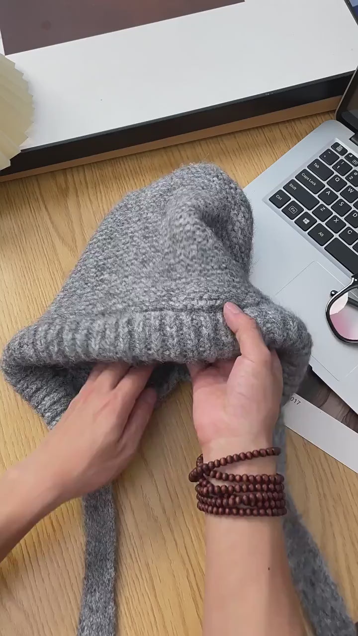 Oversize Thicken Hat Funny Dual Use Bag Hat Wool Winter Warm Pullover Hat Strap Skullie Ear Protection Couple Cap Accessories